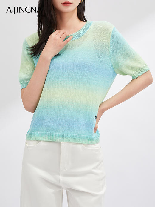 【舒适惬意】阿菁娜时尚浪漫轻盈透气镂空上衣F30X301010 商品图3