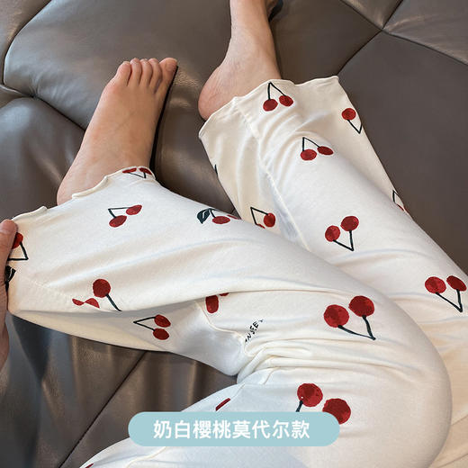 官网359！透气棉质双层纱布莫代尔长裤睡裤可外穿家居裤女宽松针织棉空调裤 商品图6
