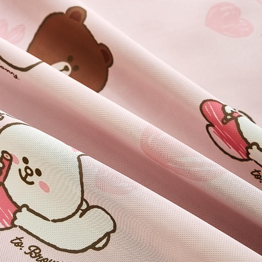 商超爆款【丝享布朗熊冰氧霜冻牛奶丝PRO印花席 情书】粉色 环保印染工 色泽亮丽 久用不易褪色 商品图3