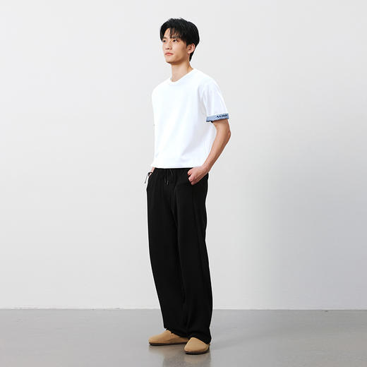 NPC潮牌袖口条纹撞色字母刺绣短袖T恤男圆领凉感冰皮防晒NP54TE30 商品图1