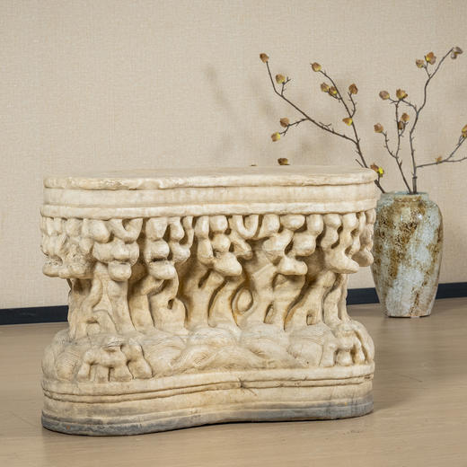 清	汉白玉葫芦纹腰形石座 商品图1