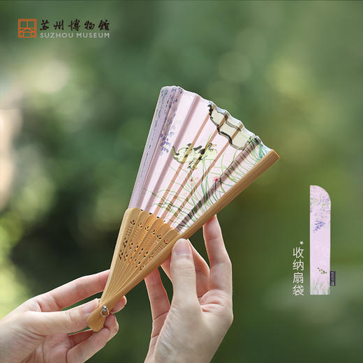 苏州博物馆 真丝折扇/紫藤水鸭图 商品图4