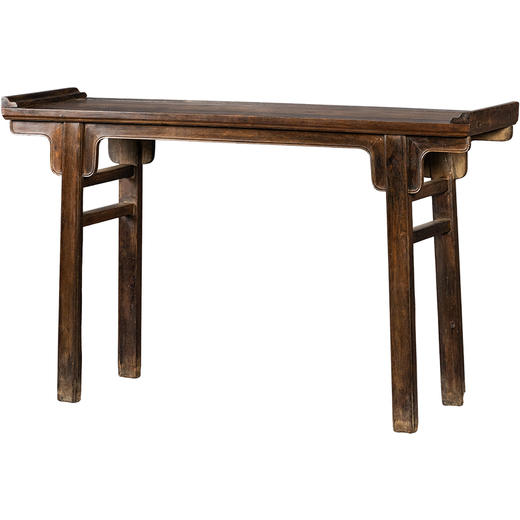 清早期	紫檀嵌黄花梨夹头榫刀牙板翘头案 商品图5