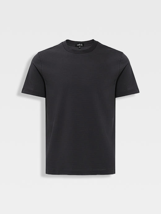 callisto深灰色鸟眼纹微泡肌理圆领T恤 商品图0