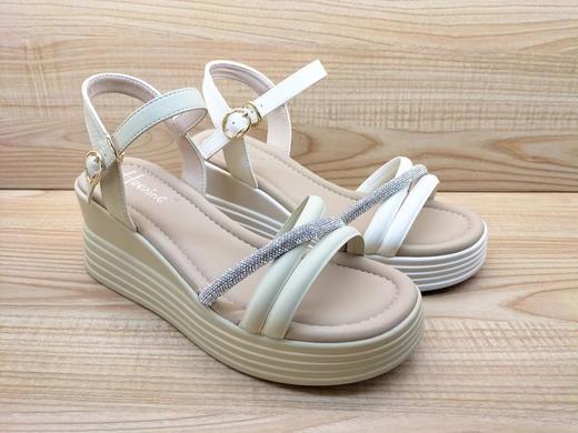 夏季女鞋新款豪行正品24230288时尚镶钻甜美百搭坡跟增高女凉鞋子 商品图3