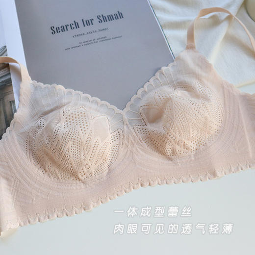超薄款无痕内衣女大胸显小兔耳朵无钢圈防下垂收副乳蕾丝文胸罩夏 商品图0
