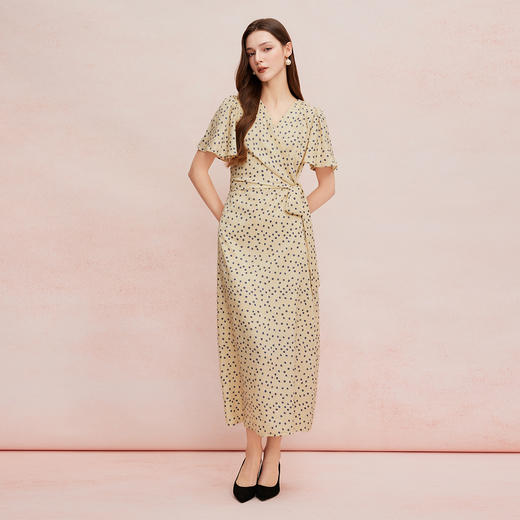 QF8B8斯尔丽25新款茶歇裙度假法式浪漫女人味波点X型中长款连衣裙 商品图5