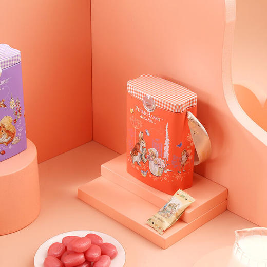 比得兔草莓味奶糖糖果70g/064582 手提罐颜色随机添加真正的浓缩果汁 商品图1