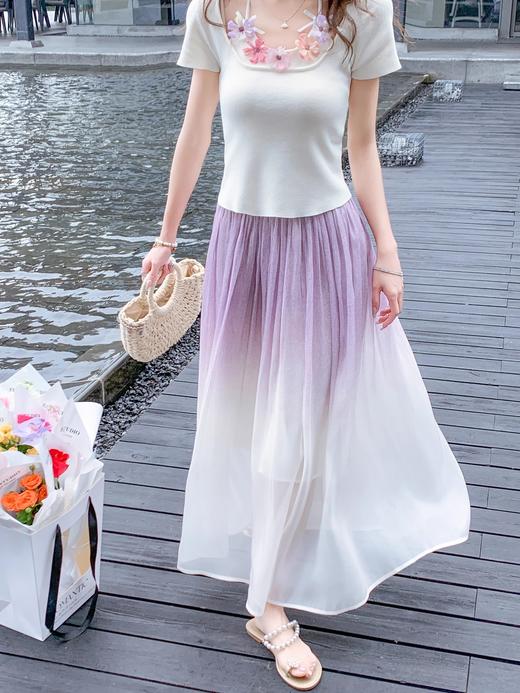 张心子【柔光幻纱】温柔风渐变气质半身裙 U2505036 商品图2