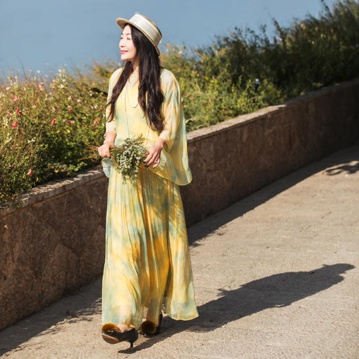 【林栖设计小店】真丝衫吊带衬衣新中式印花无龄感宽松2025夏季新款上衣女两件套1952064 商品图6