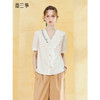 两三事 晨光折页 2025夏季新款法式刺绣荷叶边拼接翻领白色衬衫女 商品缩略图0