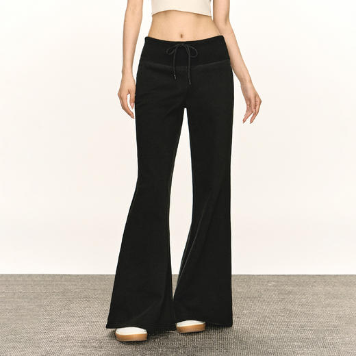 Ariseism  美式复古宽腰头阔腿喇叭休闲裤女春季新款修身长裤子 商品图2