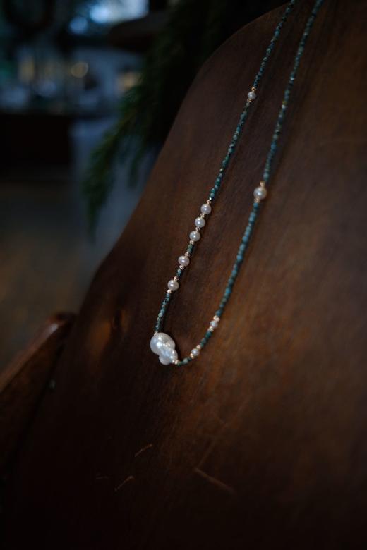 珍珠-清风晓月 天然珍珠+非洲松石珍珠项链 商品图1