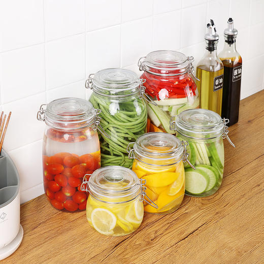 【卡扣玻璃密封罐】食品级瓶子泡酒容器泡菜坛子腌制咸菜蜜罐头杂粮收纳空瓶 商品图1