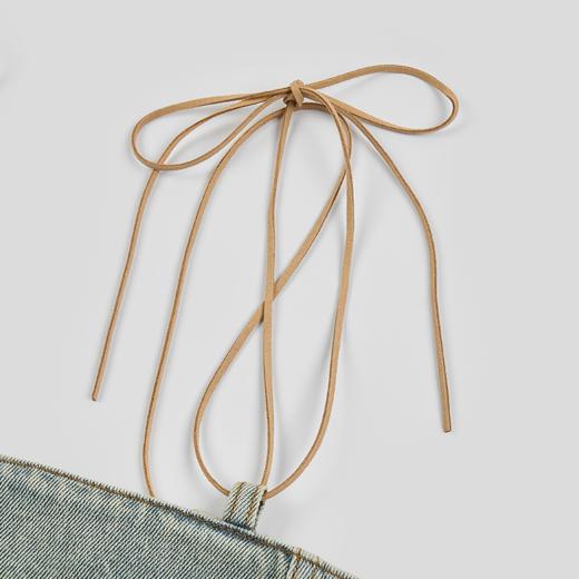 GOODBAI logo贴布绣水洗牛仔贴身拉链吊带背心 商品图3