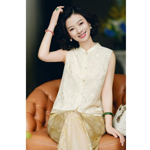 西子/联珠纹马甲天丝棉重工刺绣蕾丝圆领宽松无袖马甲/MJZY273 商品图1