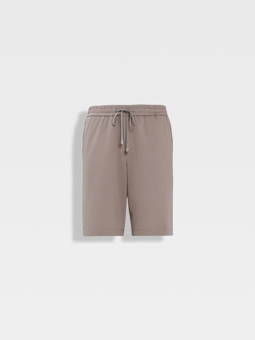 callisto卡其丝绵混纺华夫格微泡肌理运动休闲套装短裤 商品图0