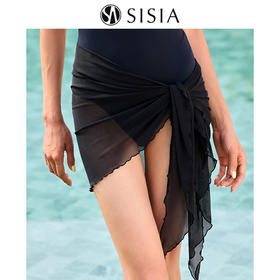 sisia沙滩巾海边度假比基尼泳衣夏黑色分体泳衣裹裙防晒披纱巾SWC24-06D