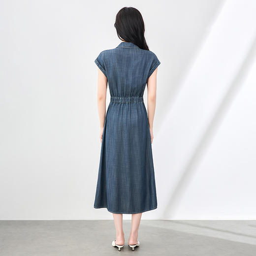 TZW-南油高品质莱赛尔牛仔连衣裙通勤休闲收腰显瘦翻领长裙女 商品图1