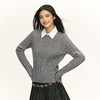 Ariseism 美式复古2色可脱卸领子绞花毛衣女春秋新款上衣 商品缩略图0