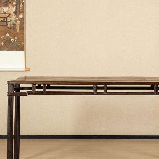 清	红木瓜棱腿罗锅枨矮栳圆包圆独板条桌 商品图3