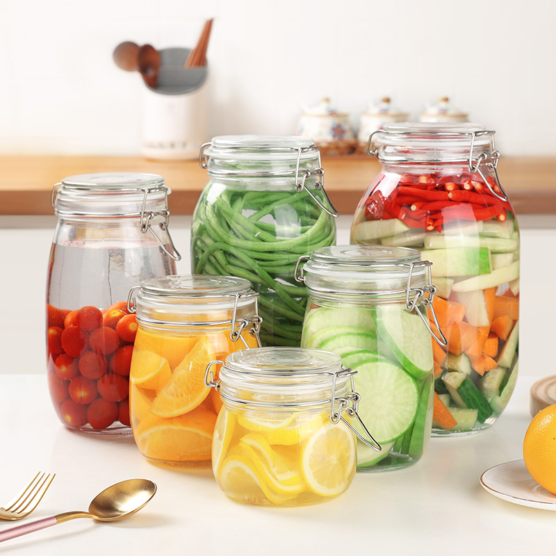 【卡扣玻璃密封罐】食品级瓶子泡酒容器泡菜坛子腌制咸菜蜜罐头杂粮收纳空瓶