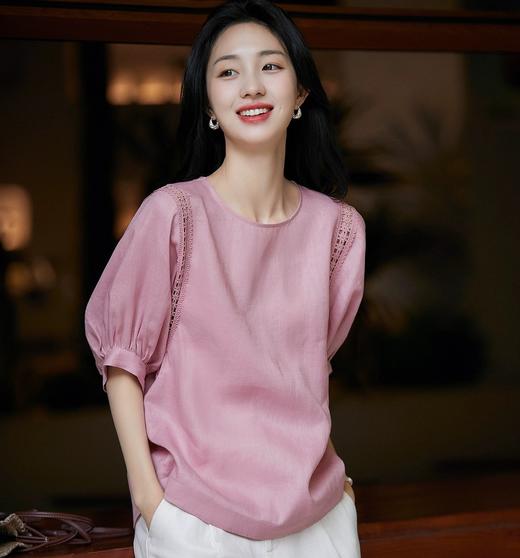 仙女吧MAX.GLOREA高支亚麻 蕾丝上衣 透气吸汗 百搭 商品图1