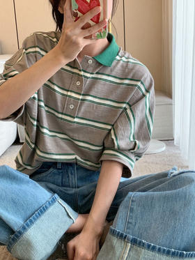 66-3 5R条纹翻领polo衫