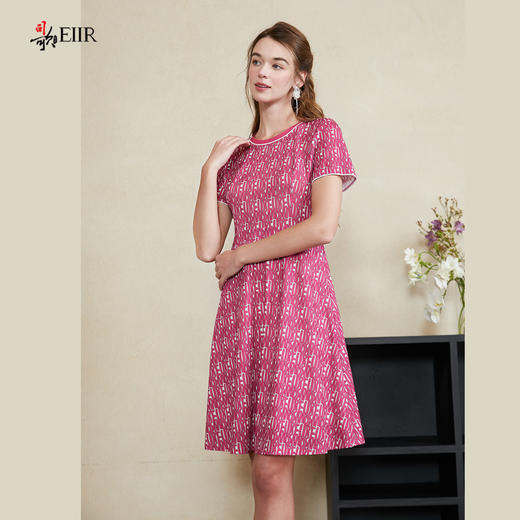 司歌印花休闲圆领短袖连衣裙A911034X 商品图4