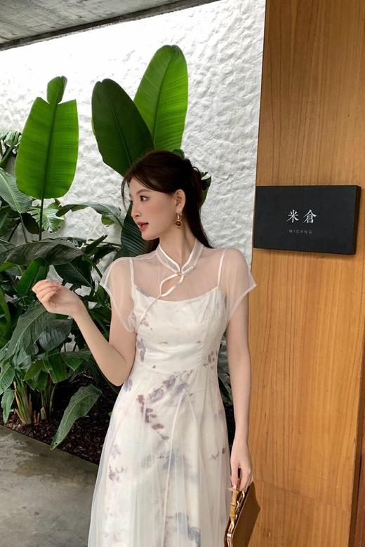 SUMMER & SAGE 新中式薄纱罩衫吊带裙套装 20450 商品图5