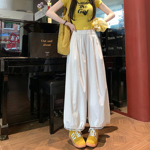 【2025夏季休闲蕾丝镂空花苞阔腿裤】夏季速干梧桐裤蕾丝边舒爽透气时尚款 商品图3