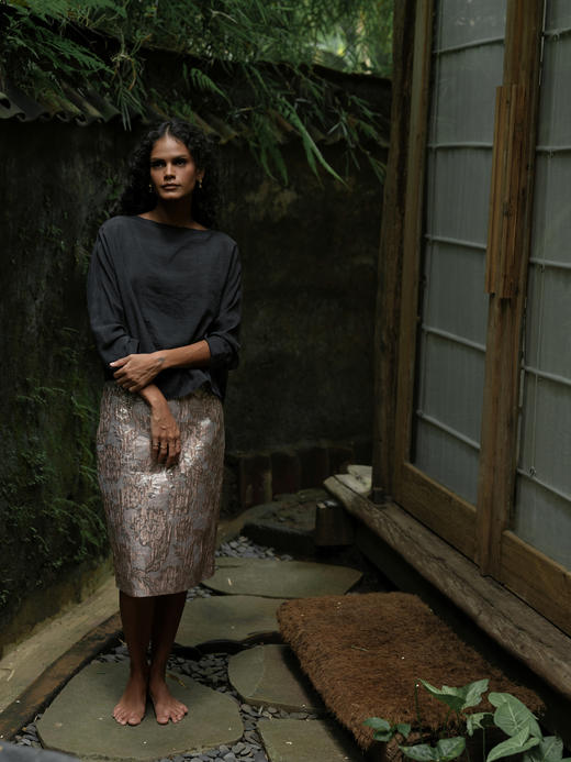 Jai  裸金色意大利提花le bon半裙 商品图1