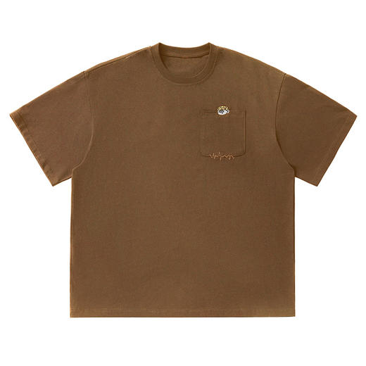 【情侣复古纯棉短袖T恤】男女夏新款口袋刺绣设计宽松圆领体恤衫 商品图7