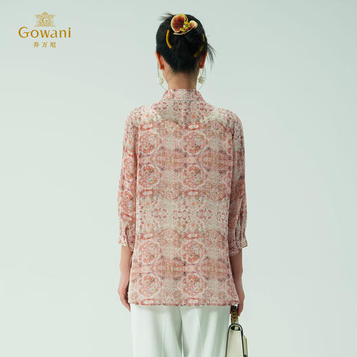 乔万尼新品100%真丝度假风印花宽松清凉衬衫上衣ED2C543 商品图4