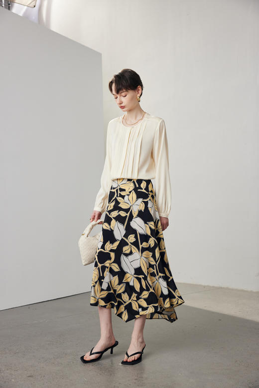 LP新款压褶通勤19姆米6A蚕丝蛋白弹力双乔桑蚕丝衬衣 商品图1