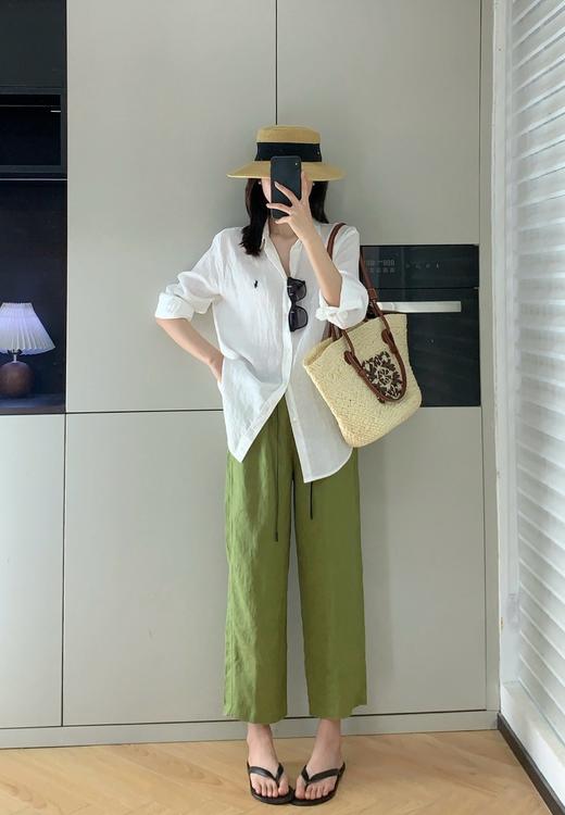 老钱风亚麻萝卜裤薄款九分直筒休闲百搭裤 商品图0