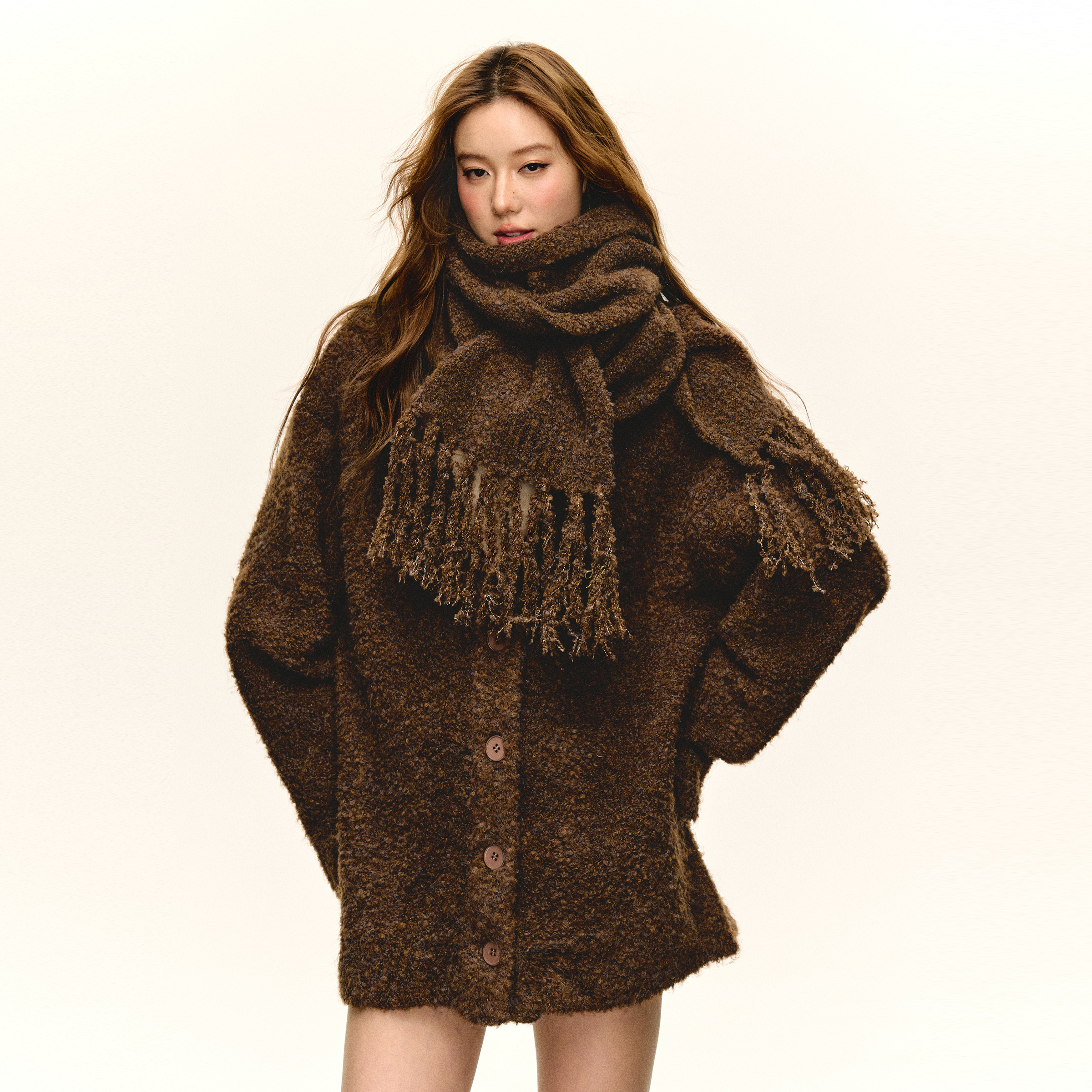 Ariseism  美式复古高级感毛衣外套女秋冬新款加厚宽松上衣