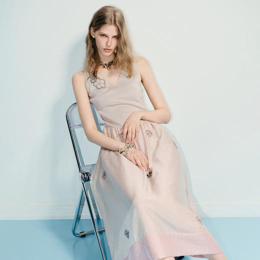 海岛度假风连衣裙25夏款收腰提花伞摆长裙(货号:MF86DR262E0001) 商品图2