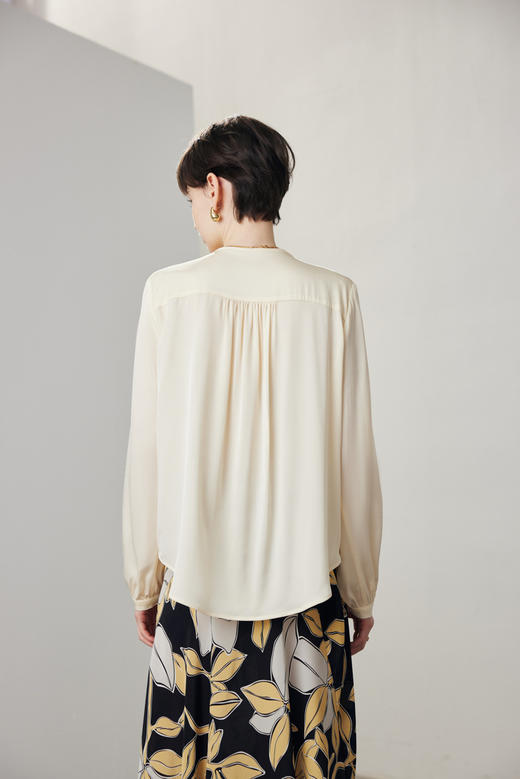 LP新款压褶通勤19姆米6A蚕丝蛋白弹力双乔桑蚕丝衬衣 商品图5