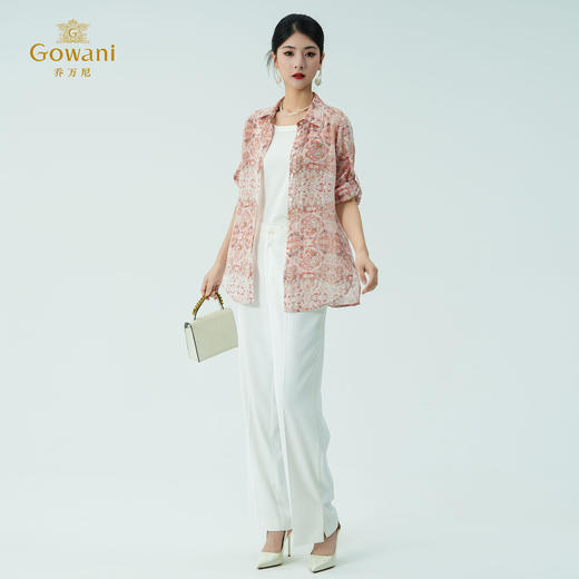 乔万尼新品100%真丝度假风印花宽松清凉衬衫上衣ED2C543 商品图3