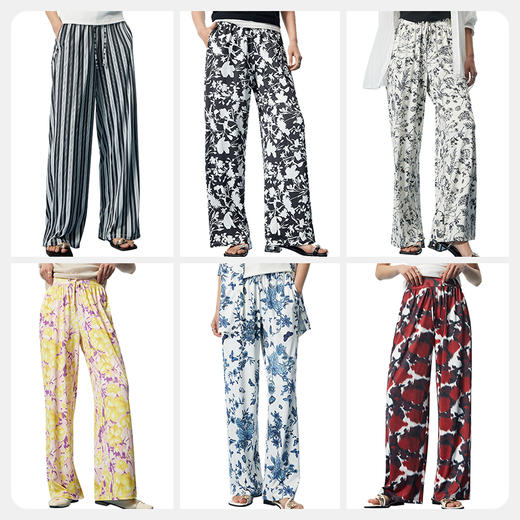 I'd爱帝女士印花阔腿裤轻薄透气家居裤凉感速干休闲裤 商品图4