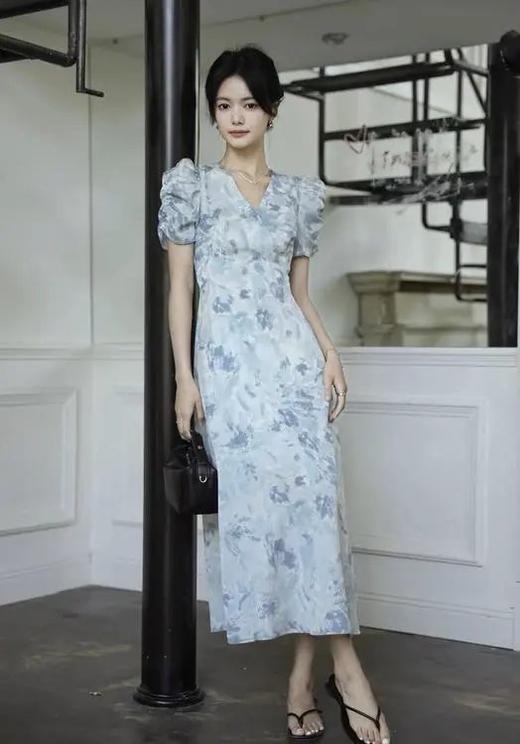 LPIUTY品牌直发！鸢尾漫蓝~印花连衣裙 C148282 商品图0