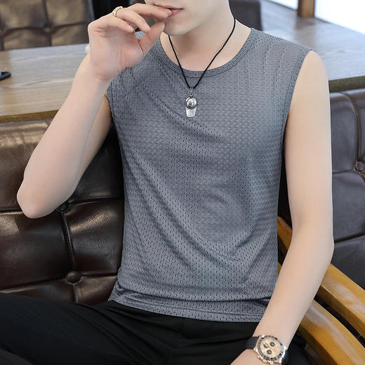 【夏季新款冰丝男士背心】网眼透气坎肩 无痕紧身运动无袖马甲男 父亲节 商品图10
