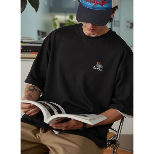 趣味卡皮巴拉撞色刺绣纯棉短袖T恤男夏季新款潮牌宽松半袖体恤衫 商品图1