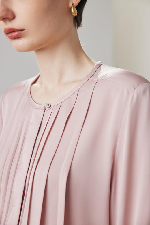 LP新款压褶通勤19姆米6A蚕丝蛋白弹力双乔桑蚕丝衬衣 商品图12