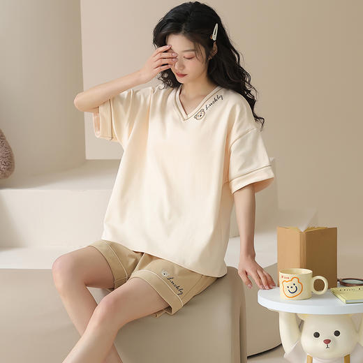 【安梨口袋--男女款100%纯棉A类家居服】26款可选 内置胸垫设计，无松紧带无束缚，升级A类纯棉面料，吸湿透气亲肤软糯，高色牢度不易褪色不起球，居家外出皆可穿！ 商品图8