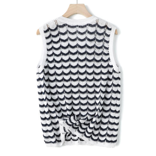 【和纸纱条纹背心】甄选和纸混纺纱线，质地轻盈，光泽柔和干爽的质感JZ2543-CC 商品图14