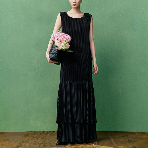 【林栖设计小店】立体褶皱连衣裙拼花边2025夏季新款花仙子上衣吊带裙女1952144 商品图0