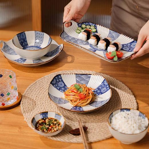 【隔离青花餐盘】日式和风青花陶瓷釉下彩餐盘子家用餐具复古风长方盘鱼盘陶瓷盘 商品图2