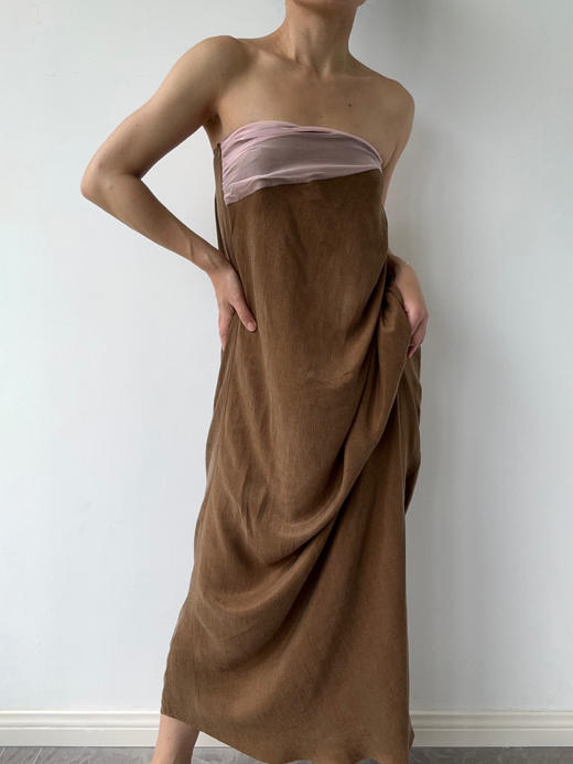 ranyepersonal｜抹胸铜氨棕色连衣裙 [ 棕TOUCH24DR06-1 ] 商品图3